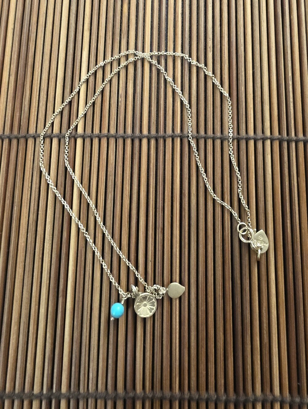 10k ME&RO Flower,Turquoise Charm Necklace (Vintage)